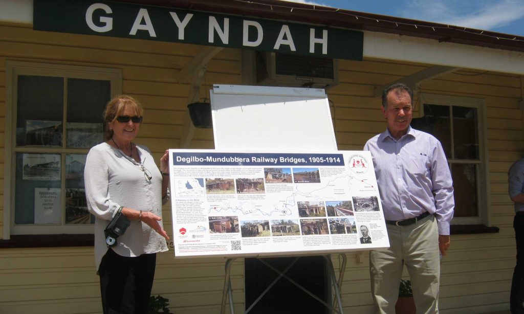 Alan and Cynthia Churchward EHQ displaying the panel at the opening day